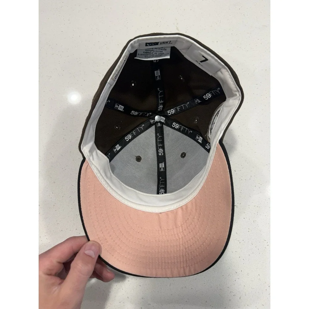 New Era Atlanta Braves Black Visor Peach Bottom 40th Anniversary Fitted Size 7